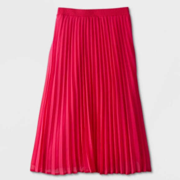 High-Rise Pleated A-Line Midi Skirt - Picture 1 of 4